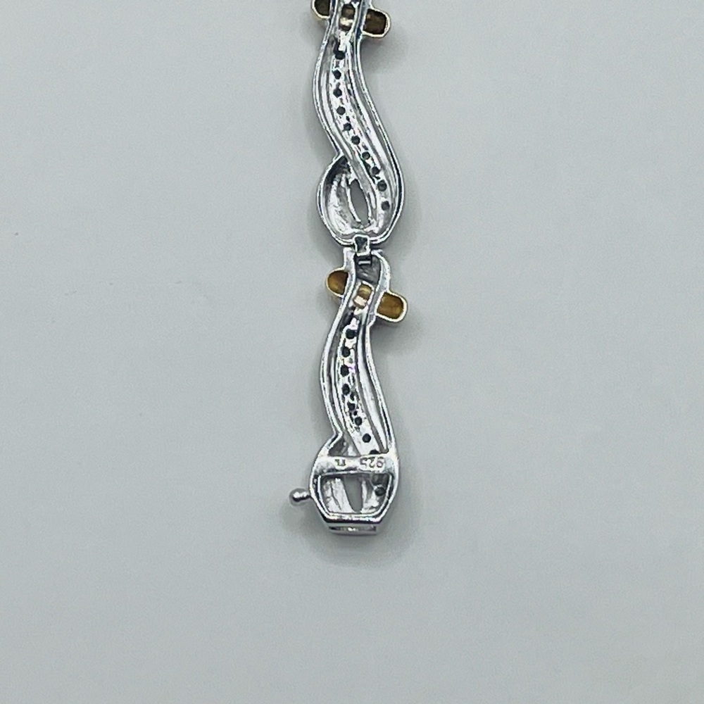 1.00 CT Natural Diamond Silver Two Tone Bracelet - Picture 6 of 6